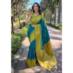 Generic Women's Silk Printed Saree With Unstitched Blouse 5.5Mtr (Rama)