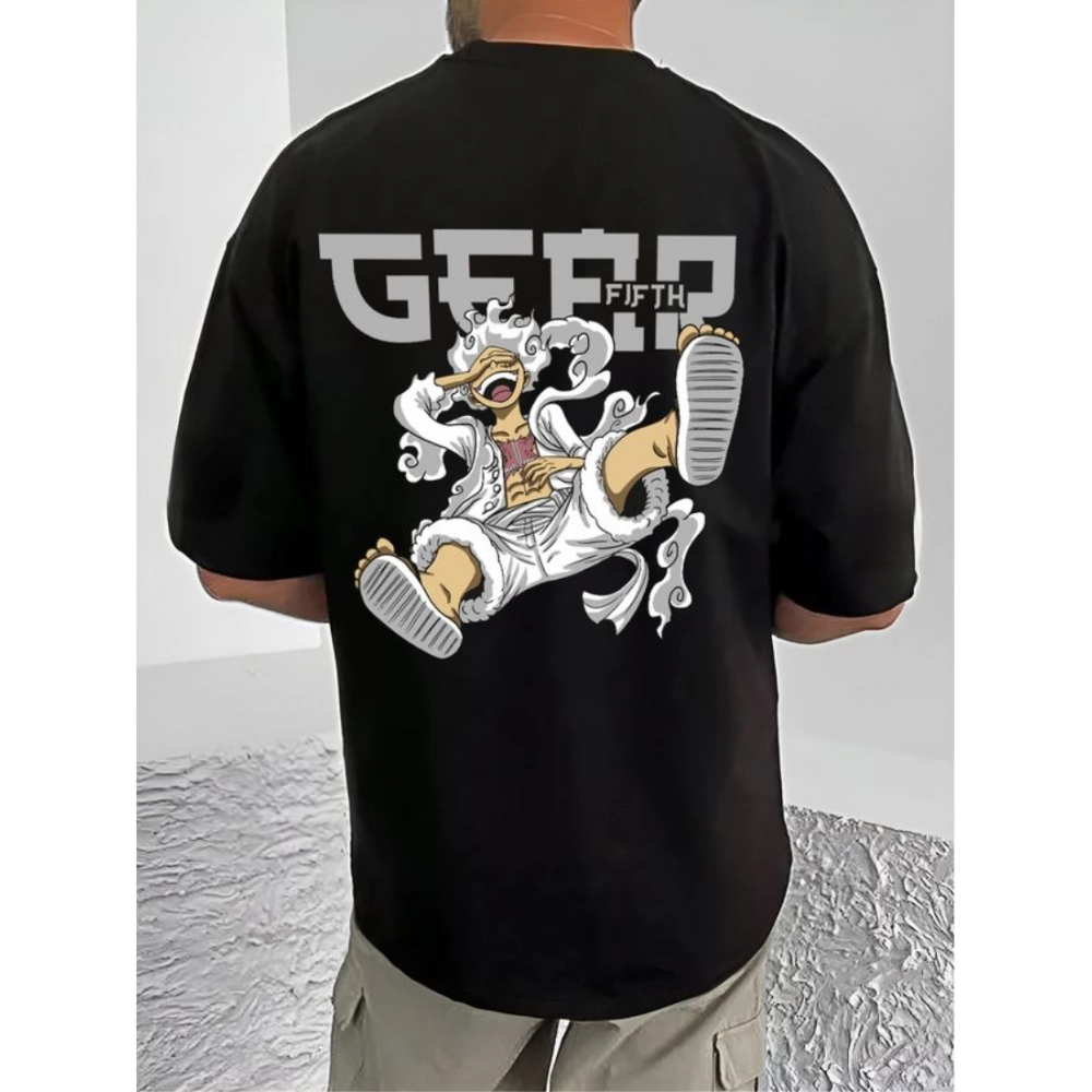 Generic Men's Casual Cotton Blend Printed Round Neck Half Sleeve T-Shirt (Black) - Image 4