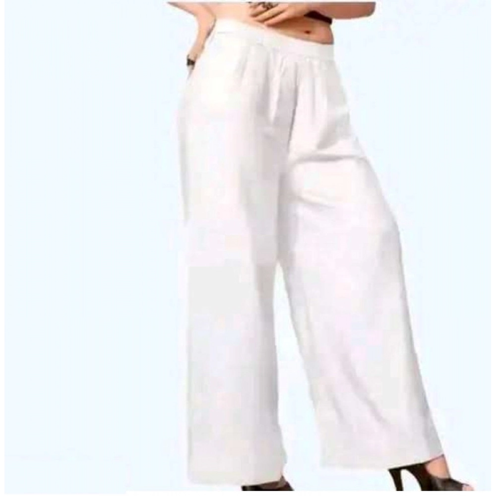Generic Women's Casual Rayon Solid Ankle Length Palazzo (White, Free Size)