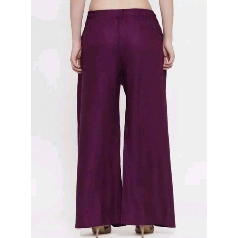 Generic Women's Casual Rayon Solid Ankle Length Palazzo (Purple, Free Size) - Image 2