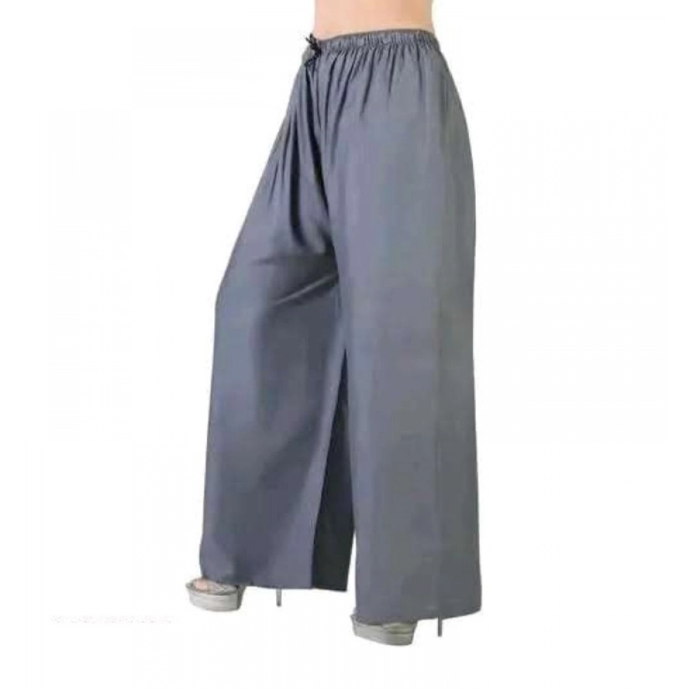Generic Women's Casual Rayon Solid Ankle Length Palazzo (Grey, Free Size)