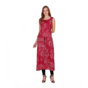 Generic Women's Casual Crepe Sleeveless Slit Dress (Maroon)