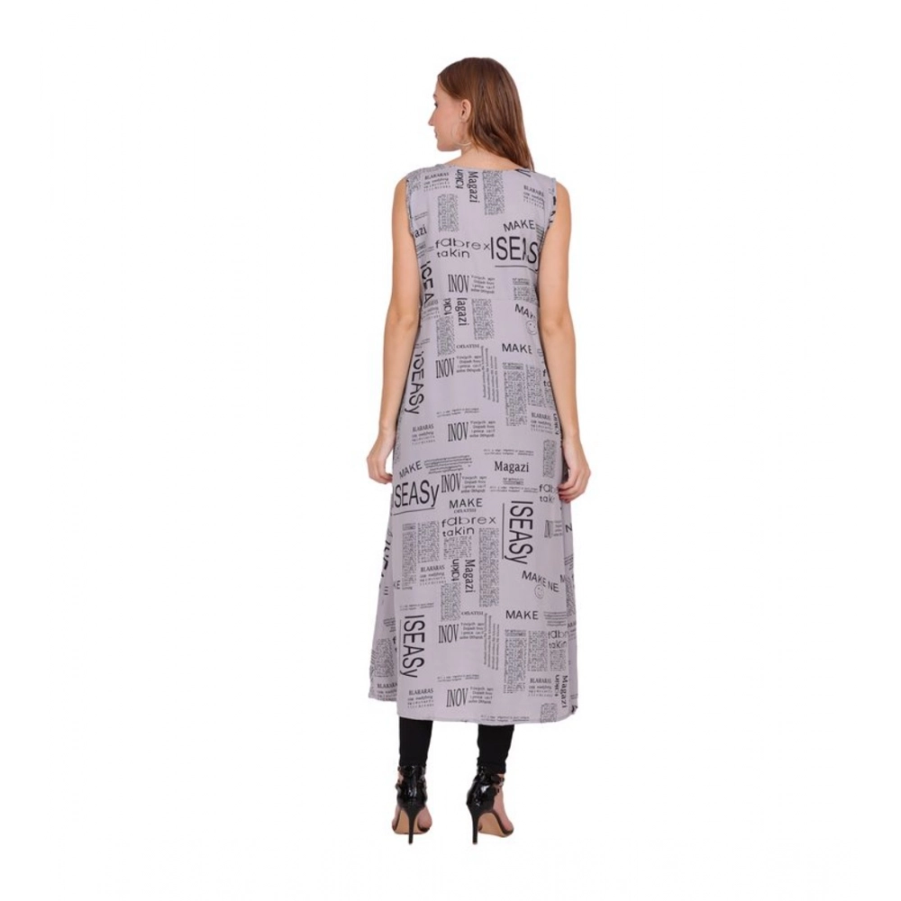 Generic Women's Casual Crepe Sleeveless Slit Dress (Light Grey) - Image 3