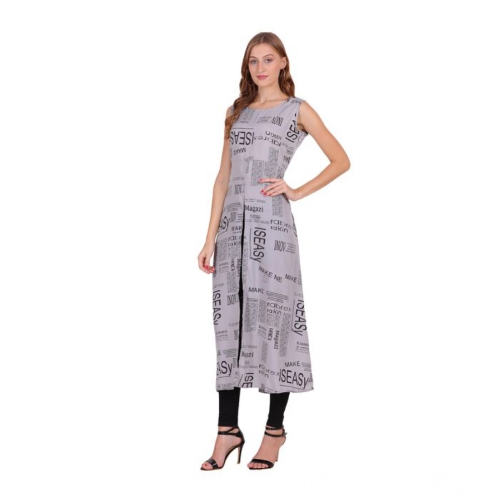 Generic Women's Casual Crepe Sleeveless Slit Dress (Light Grey) - Image 4