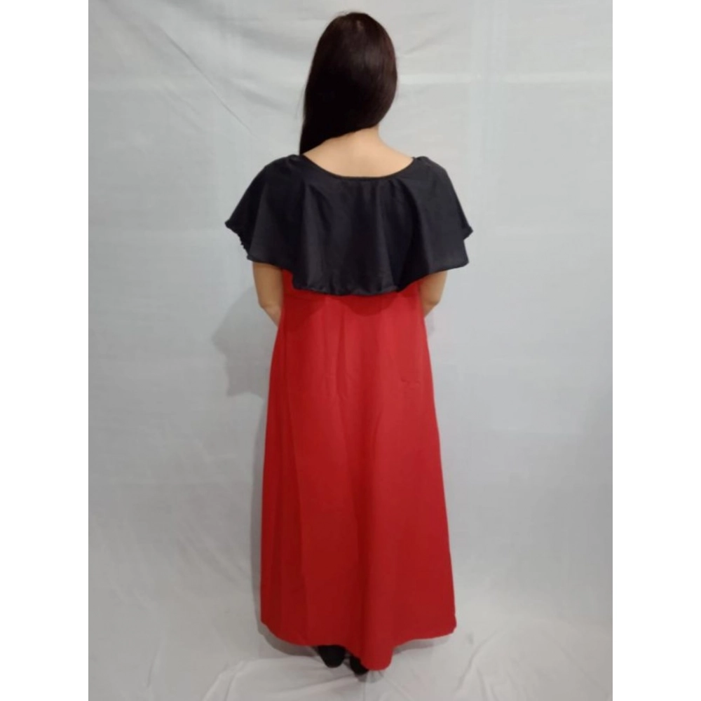 Generic Women's Casual Crepe Cape Sleeve Dress (Black) - Image 3