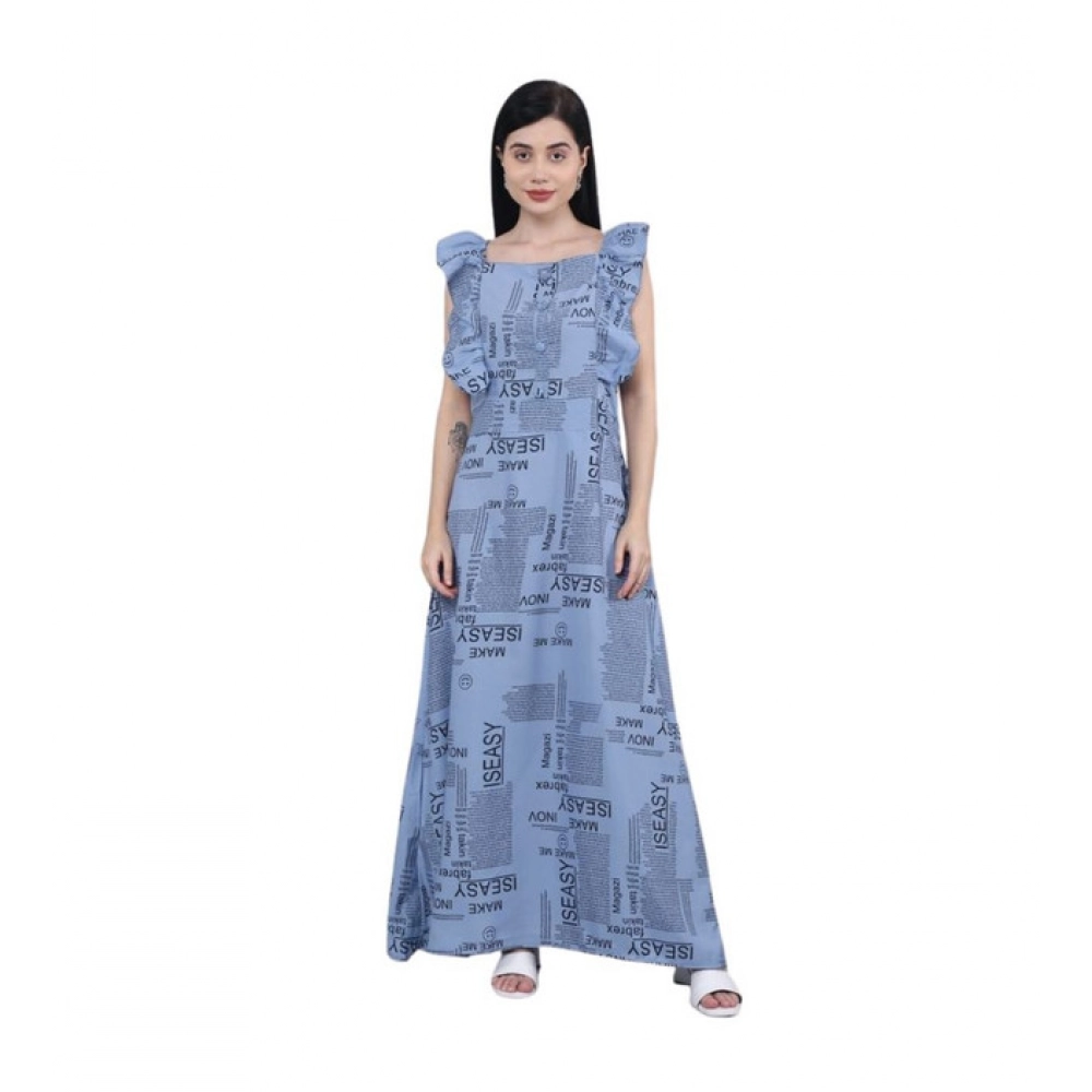 Generic Women's Casual Crepe Sleeveless Dress (Grey)