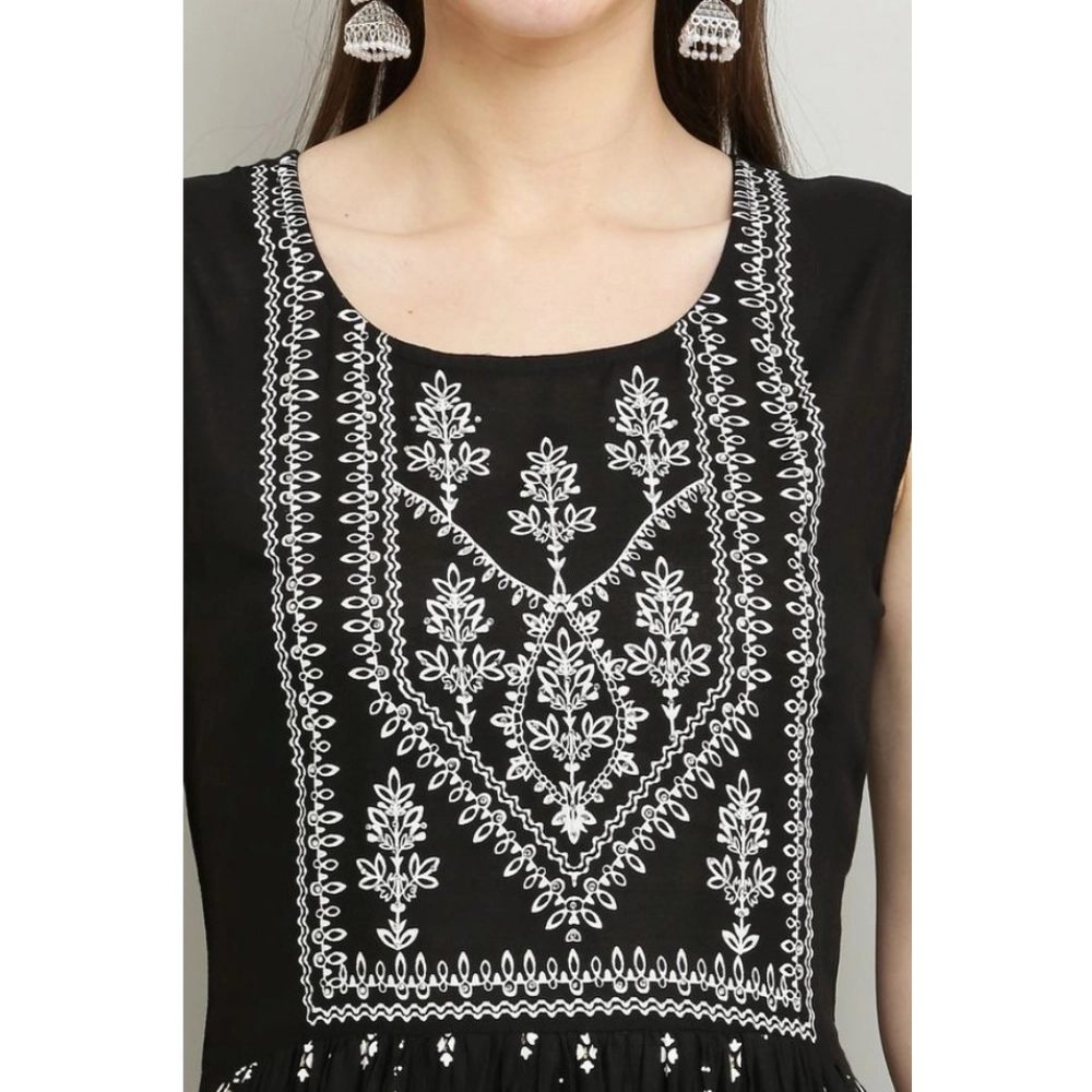 Generic Women's Casual Rayon Sleeveless Kurti (Black) - Image 5