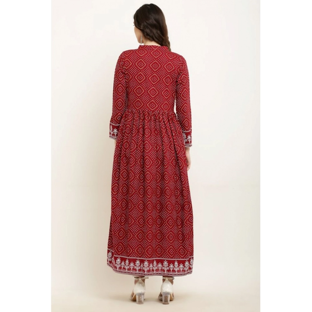 Generic Women's Casual Rayon Full sleeve Kurti (Maroon) - Image 3