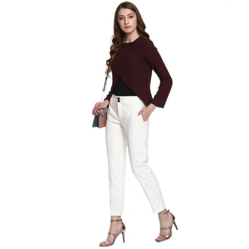 Generic Women's Polyester Diagonal Cut Long Sleeves Blazer (Maroon) - Image 4