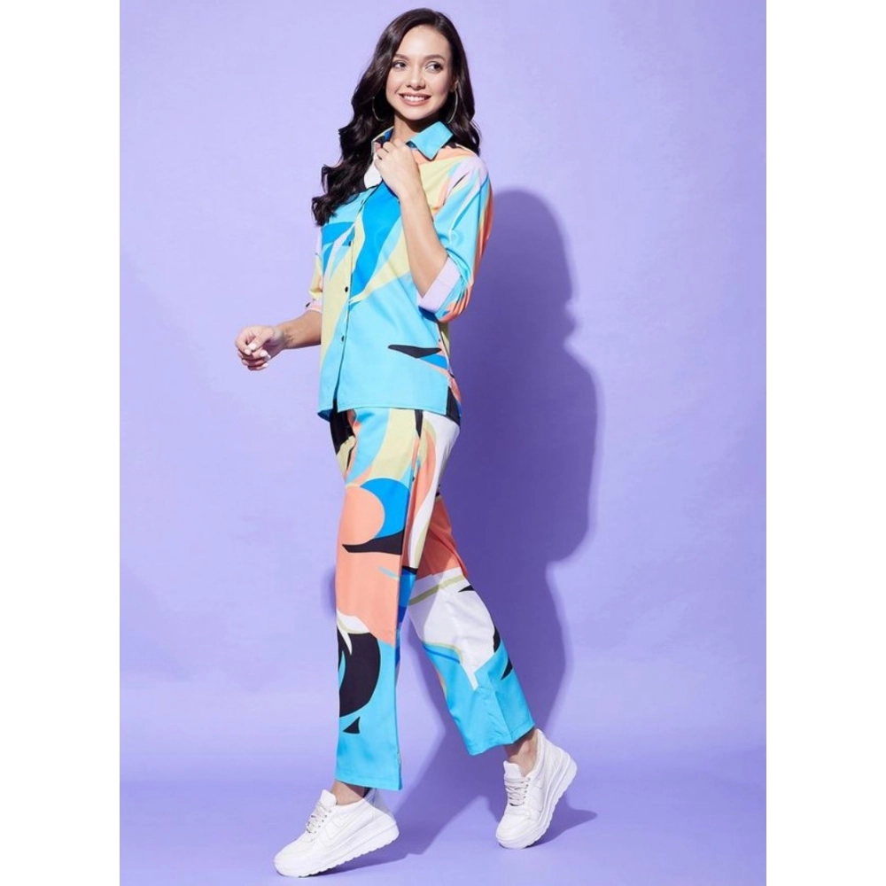 Generic Women's Polyester Colour Blocking 3-4th Sleeve Co-Ord Set (Multicolor) - Image 3
