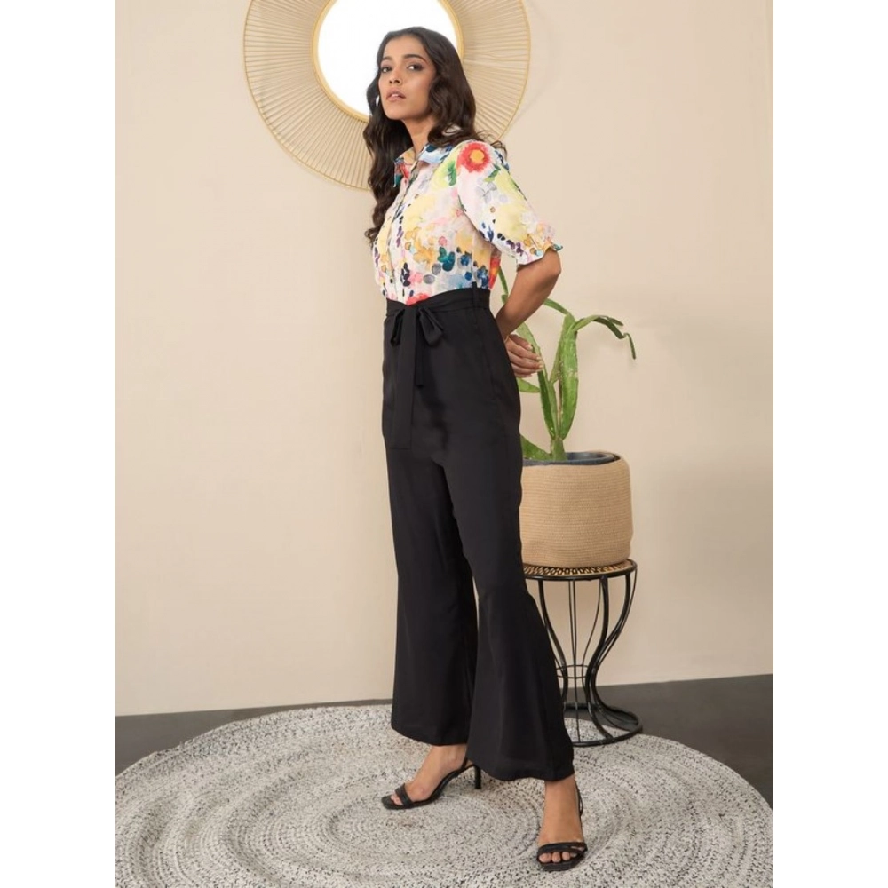 Generic Women's Polyester Floral Half Sleeves Jumpsuit (Multicolor) - Image 5