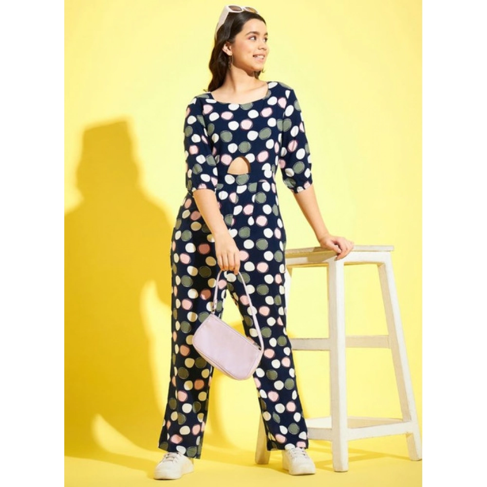 Generic Girl's Cotton Polka 3-4th Sleeve Jumpsuit (Multicolor) - Image 5
