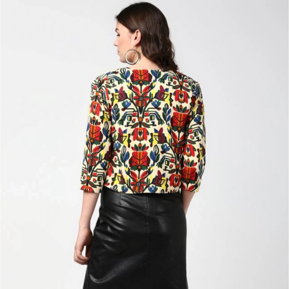 Generic Women's Polyester Floral 3-4th Sleeves Shrug (Multicolor) - Image 2