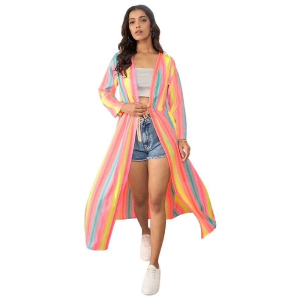 Generic Women's Polyester Crepe Printed Long Sleeves Shrug (Multicolor)
