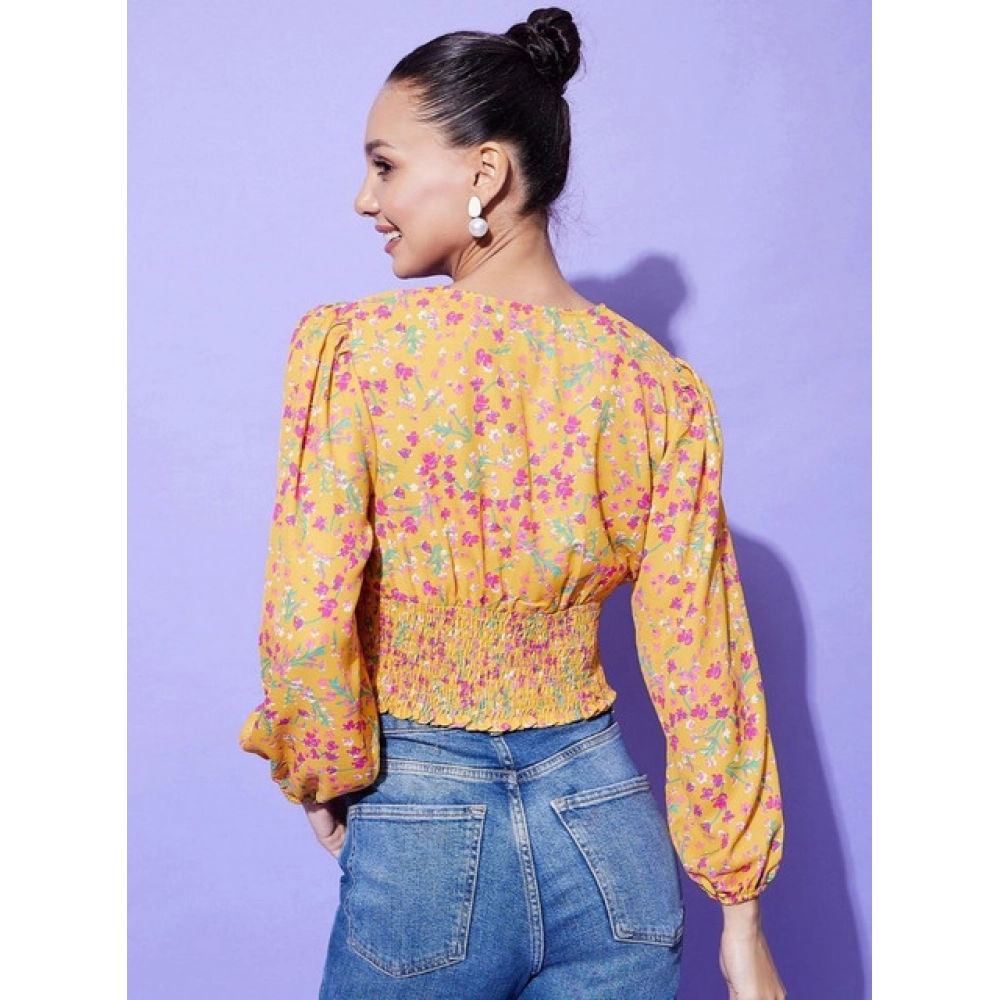 Generic Women's Polyester Floral Long Sleeves Top (Multicolor) - Image 4
