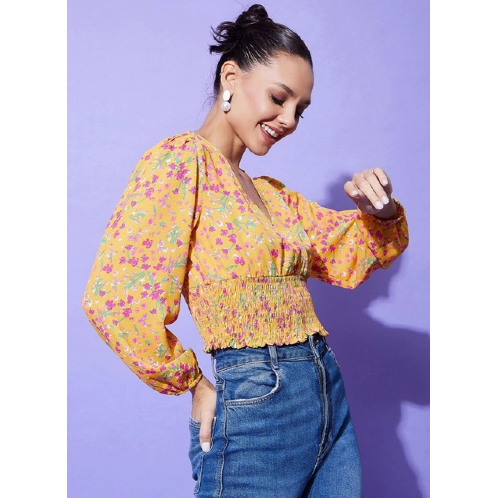 Generic Women's Polyester Floral Long Sleeves Top (Multicolor) - Image 3