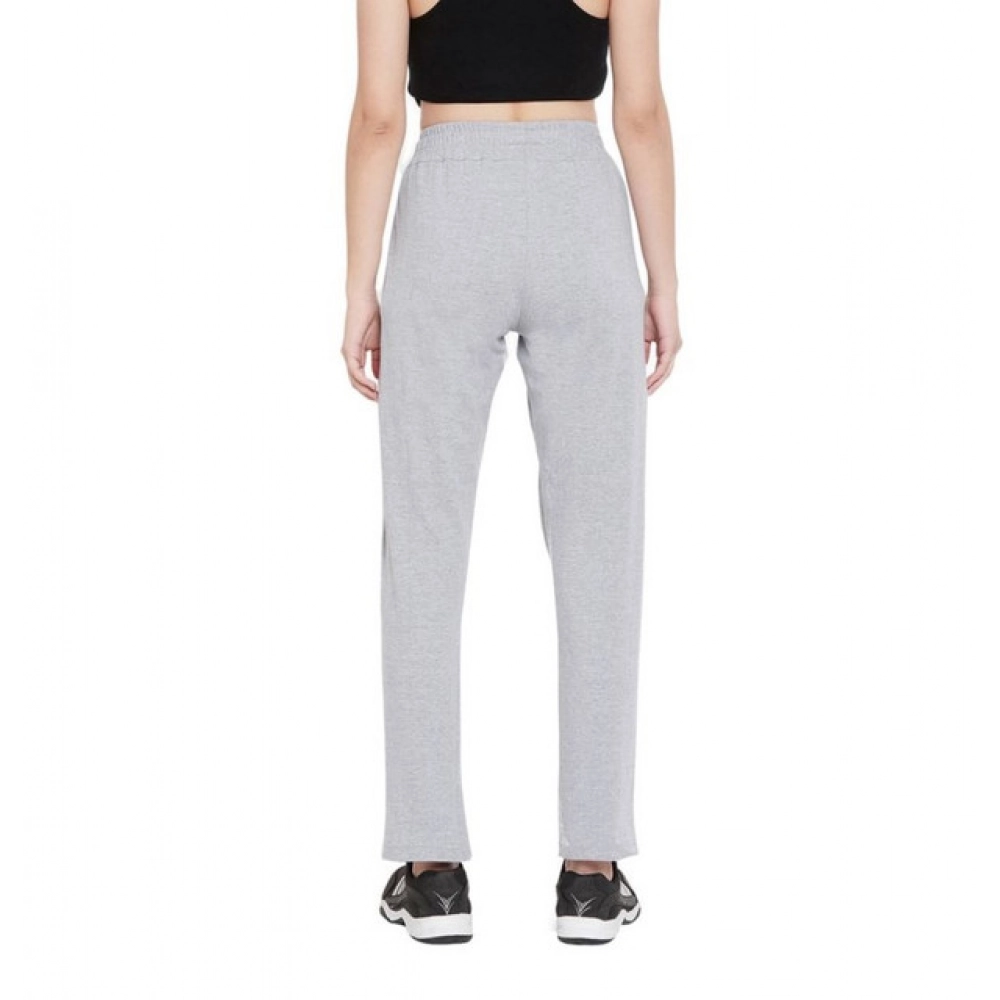 Generic Women's Cotton Solid Elasticated Track Pants (Light Grey) - Image 2