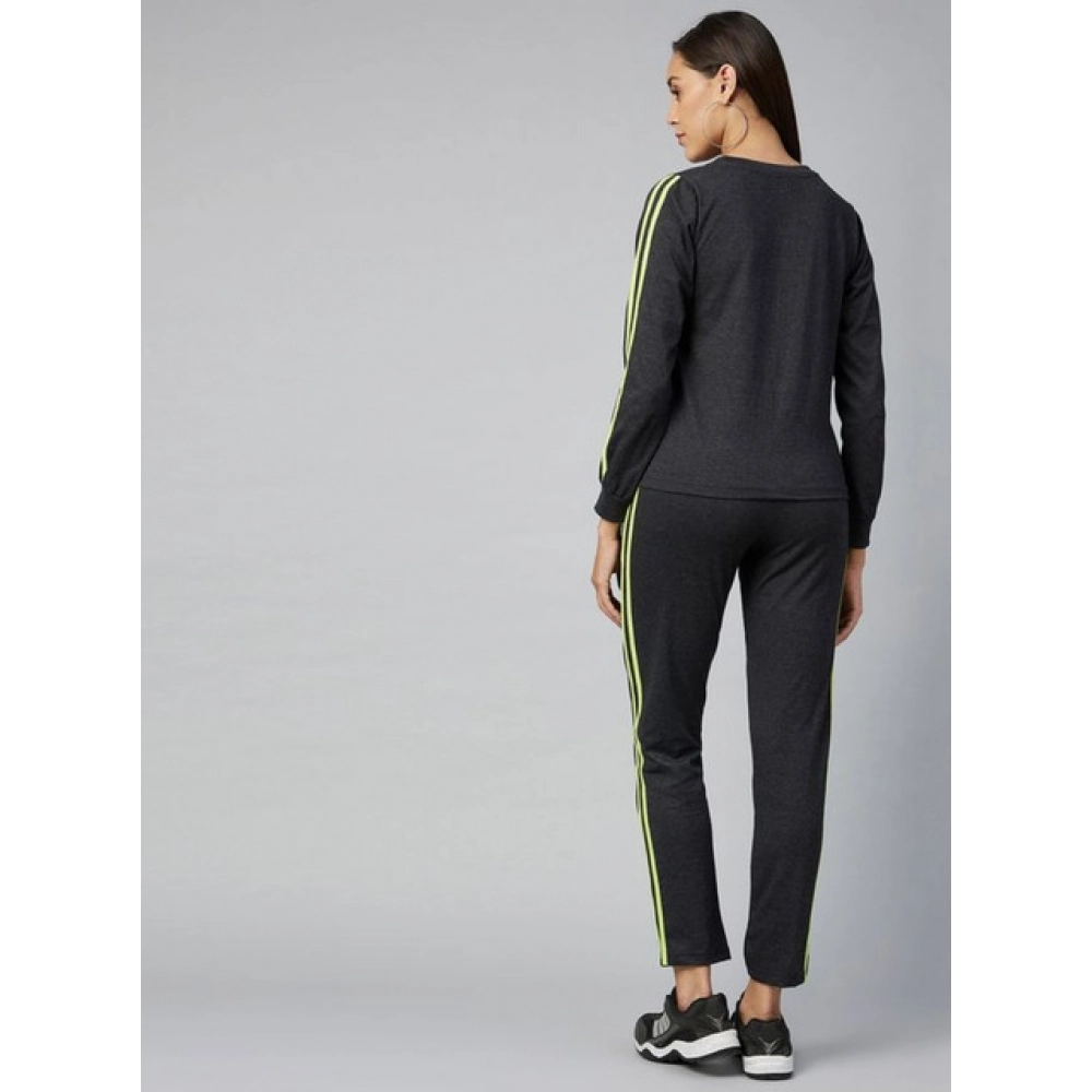Generic Women's Cotton Solid Long Sleeves Tracksuit (Dark Grey - Green) - Image 5