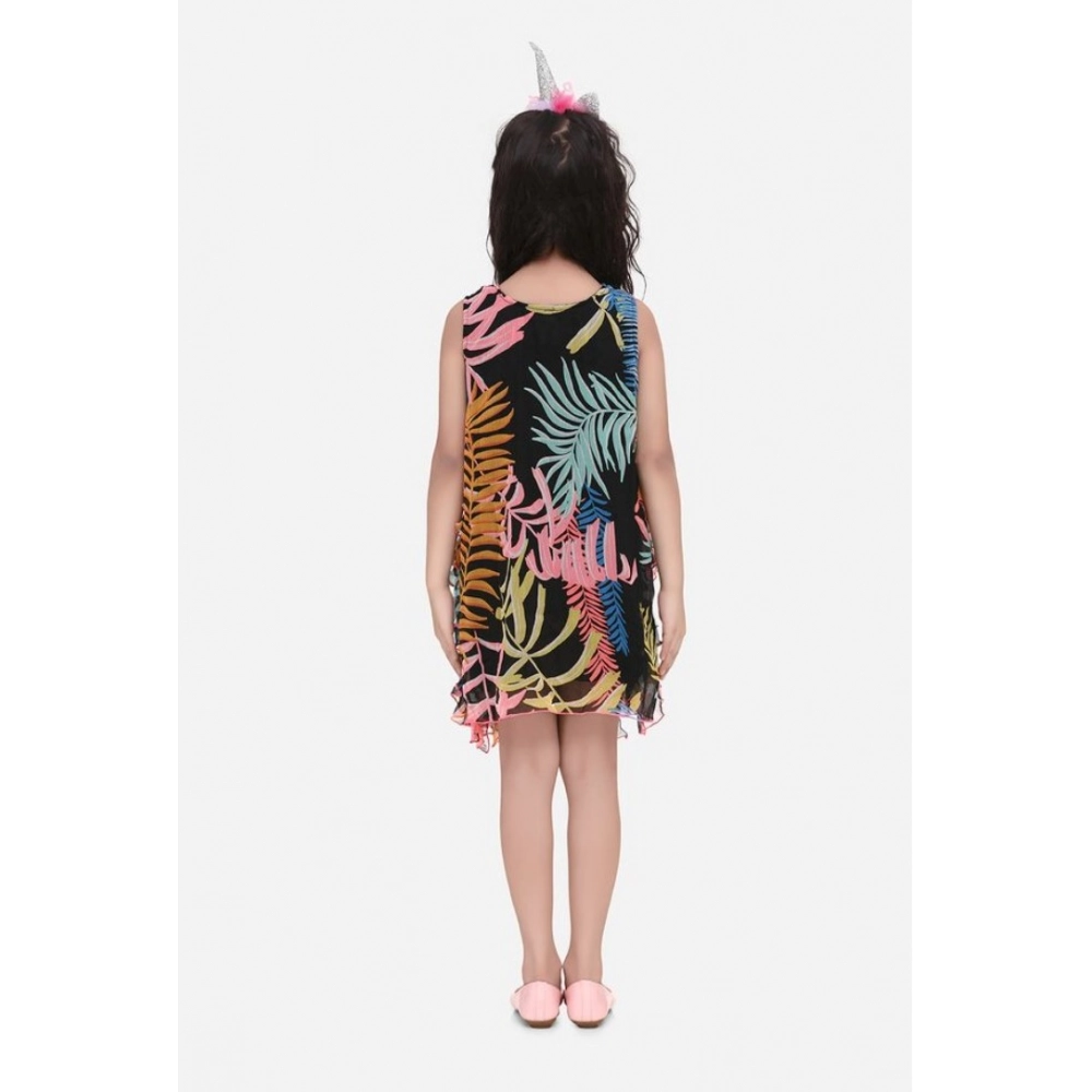 Generic Girl's Chiffon Ruffled Sleeveless Dress (Black) - Image 5