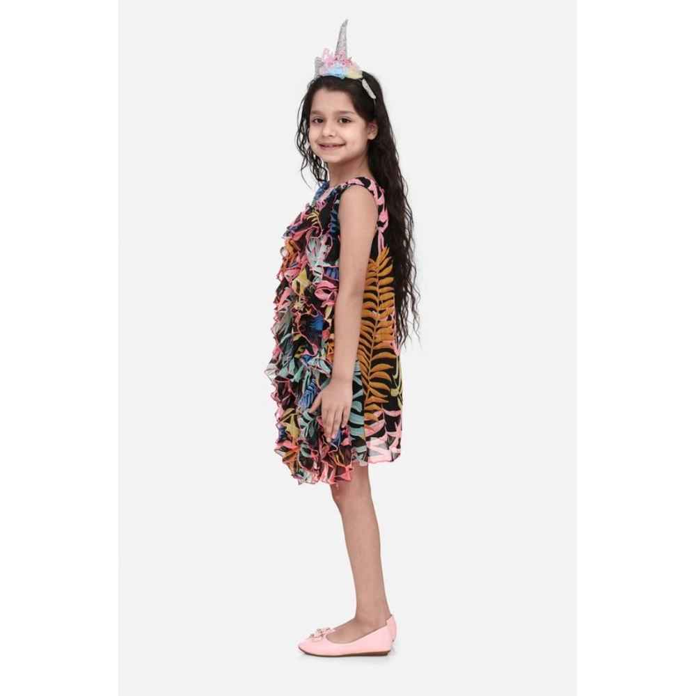 Generic Girl's Chiffon Ruffled Sleeveless Dress (Black) - Image 4