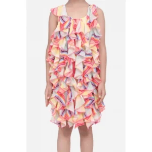 Generic Girl's Chiffon Ruffled Sleeveless Dress (Multicolor)
