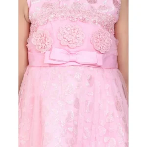 Generic Girl's Net Embroidered Sleeveless Dress (Pink)