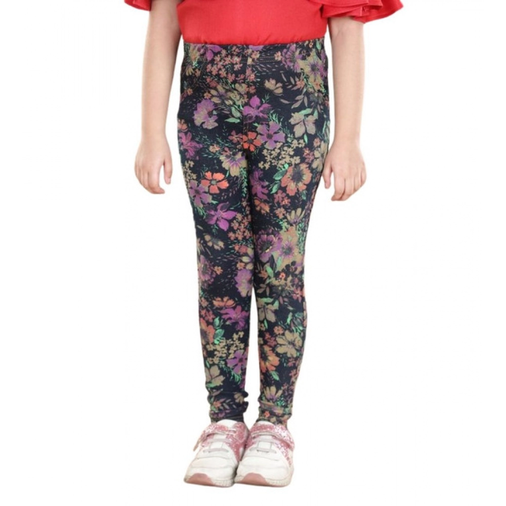 Generic Girl's Cotton Lycra Floral Elasticated Jeggings (Multicolor) - Image 5