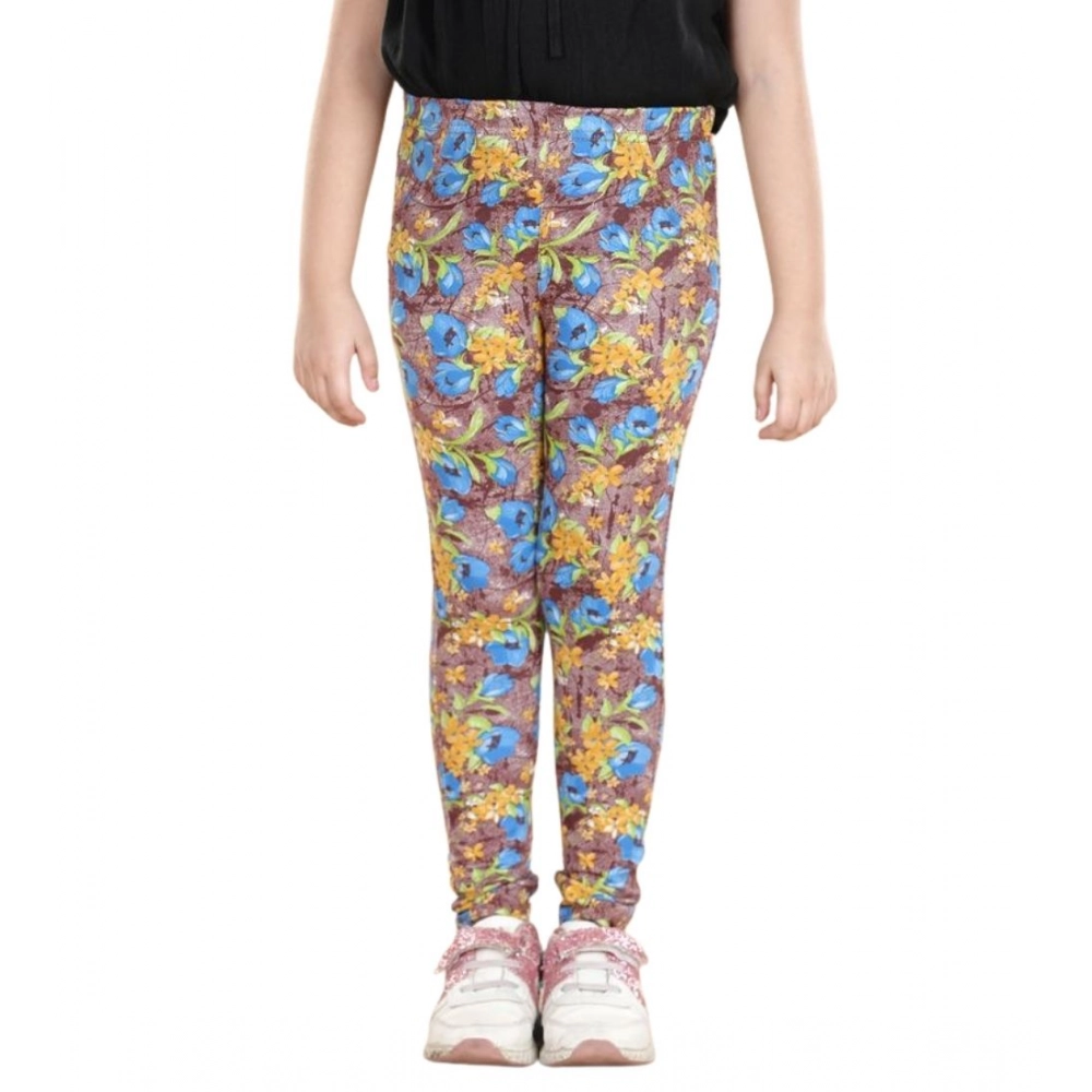 Generic Girl's Cotton Lycra Floral Elasticated Jeggings (Multicolor) - Image 5