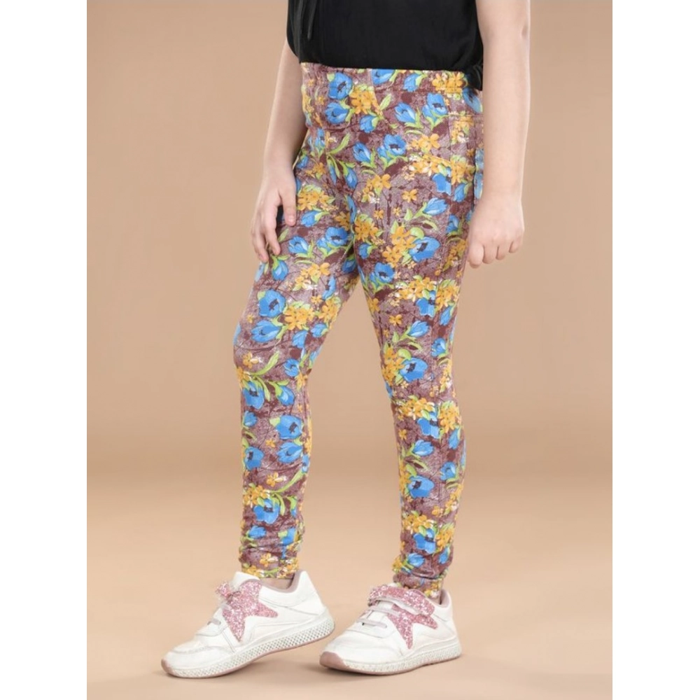 Generic Girl's Cotton Lycra Floral Elasticated Jeggings (Multicolor) - Image 4