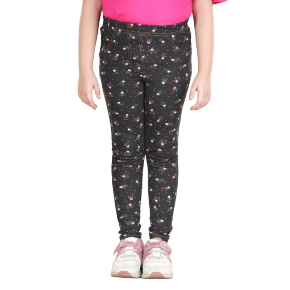 Generic Girl's Cotton Lycra Floral Elasticated Jeggings (Multicolor) - Image 5
