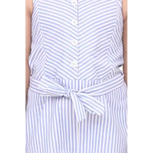 Generic Girl's Polyester Cotton Blend Striped Sleeveless Jumpsuit (Light Blue)