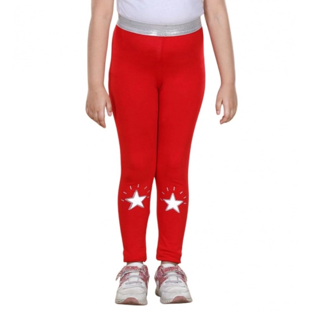 Generic Girl's Cotton Lycra Star Print Elasticated Leggings (Red) - Image 5
