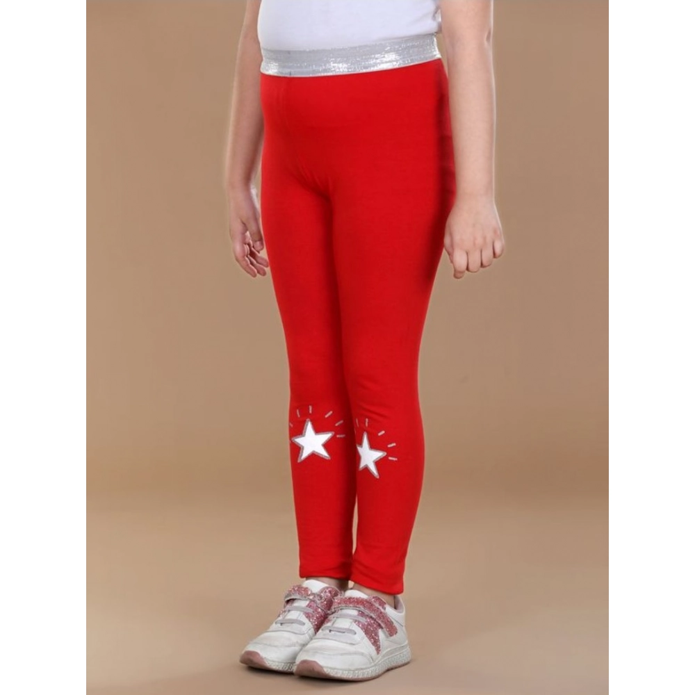Generic Girl's Cotton Lycra Star Print Elasticated Leggings (Red) - Image 3