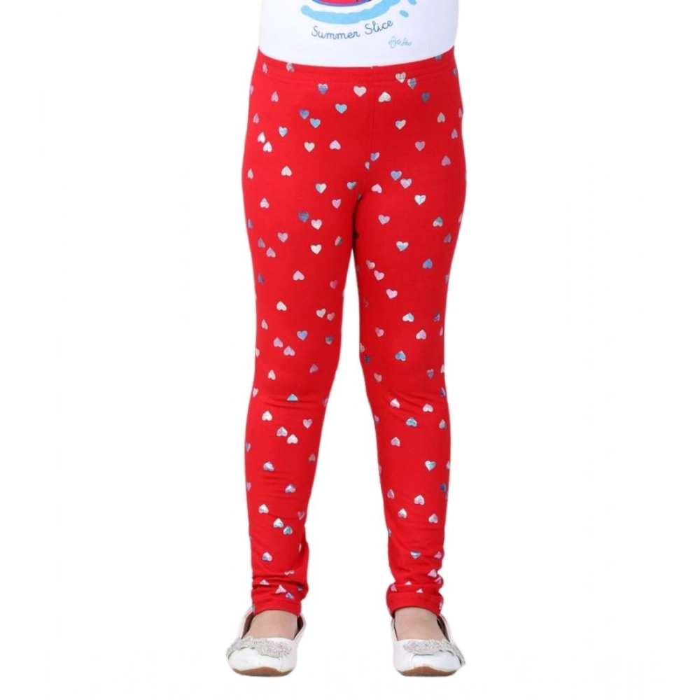Generic Girl's Cotton Lycra Embellished Elasticated Leggings (Red) - Image 5