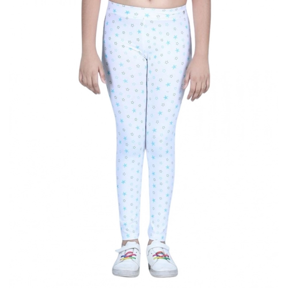 Generic Girl's Cotton Lycra Printed Elasticated Leggings (White) - Image 5