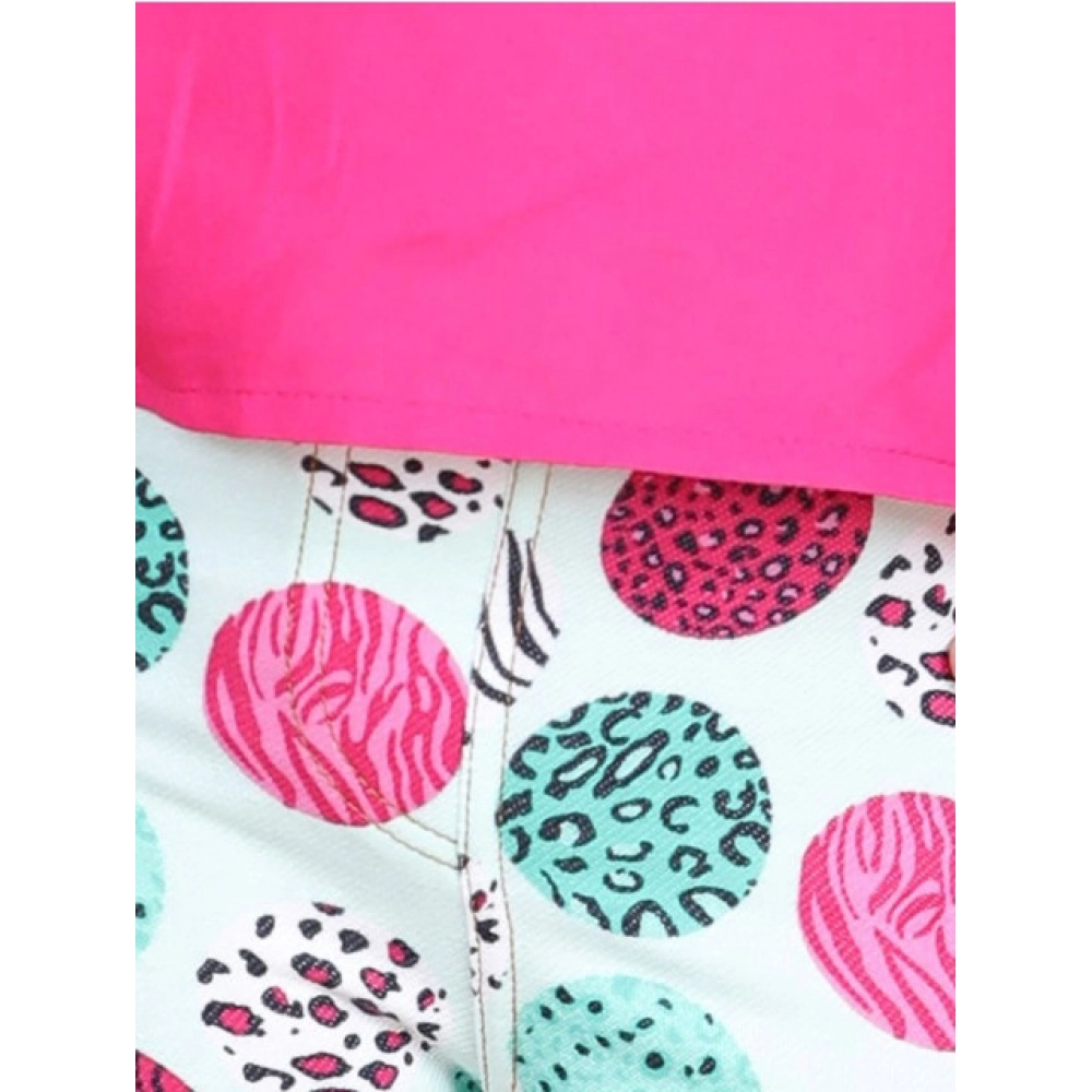 Generic Girl's Cotton Floral Elasticated Jegging and Top (Pink) - Image 3