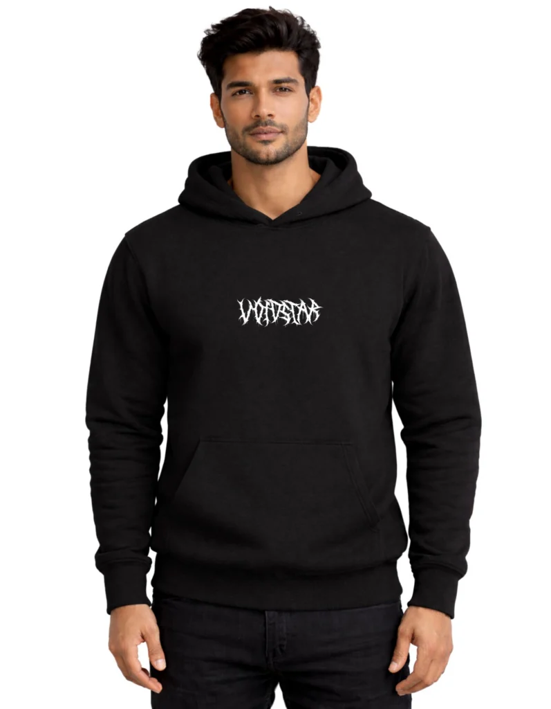 Vibes Tribal PolyCotton Hoodie Without Zipper 300 GSM Black