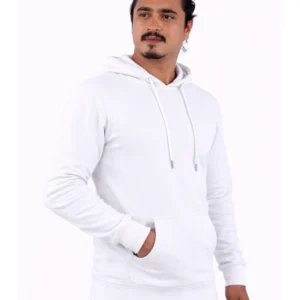 White Cotton Hoodie without Zipper 300GSM